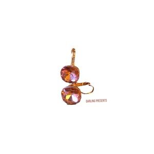 Crystal Gemstone Drop Earrings Women Color Amber